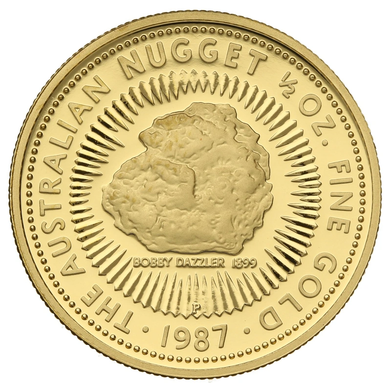 1987 Proof 1/2oz Australian Kangaroo Gold Nugget Coin