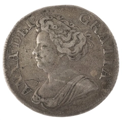 1711 Silver Shilling Coin Queen Anne Fine