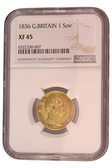 1836 Gold Sovereign Coin William IV NGC XF45