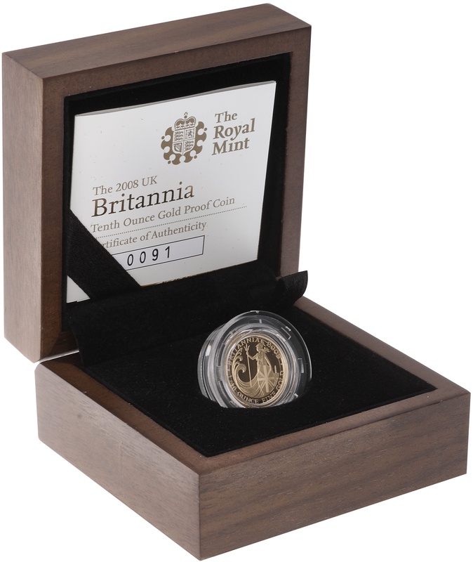 2008 Proof Britannia Tenth Ounce Boxed