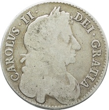 1683 Silver Half Crown Coin Charles II Fine
