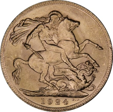 1924 Gold Sovereign Coin George V Melbourne NGC MS63+