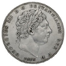 1818 Silver Crown Coin George III LIX Rare TUTAMEN Error