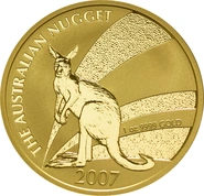 2007 Australian Kangaroo Gold Nugget Coin 1oz