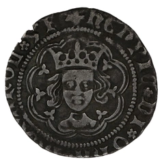 1430-1431 Henry VI Silver Half Groat Twopence Rossette-Mascle Issue Calais Mint