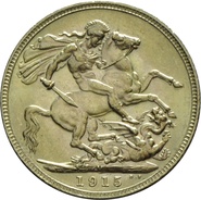 1915 Gold Sovereign Coin George V Melbourne