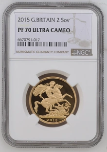 2015 Proof £2 Coin Gold Double Sovereign Elizabeth 5th Head NGC PF70