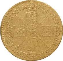 1675 Gold Half Guinea Coin Charles II Fine