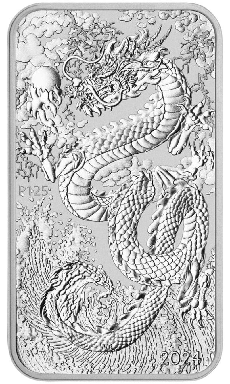 2024 Perth Mint 1oz Dragon Rectangular Silver Bar (Coin)