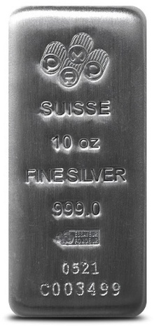 10oz Silver Bar PAMP Cast