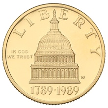 1989 Proof Bicentennial of the Congress - American Gold Commemorative $5 Boxed