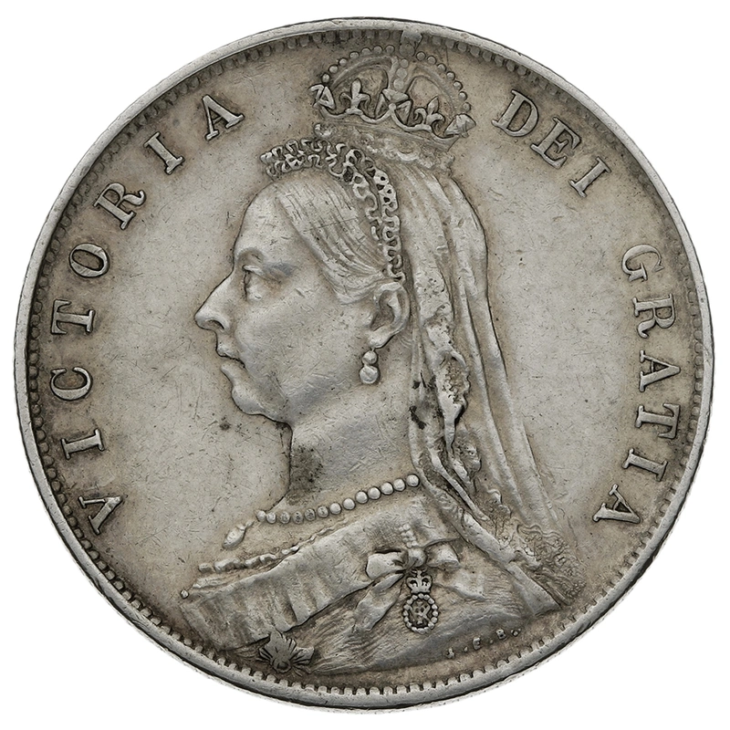 1891 Silver Half Crown Coin Queen Victoria Milled