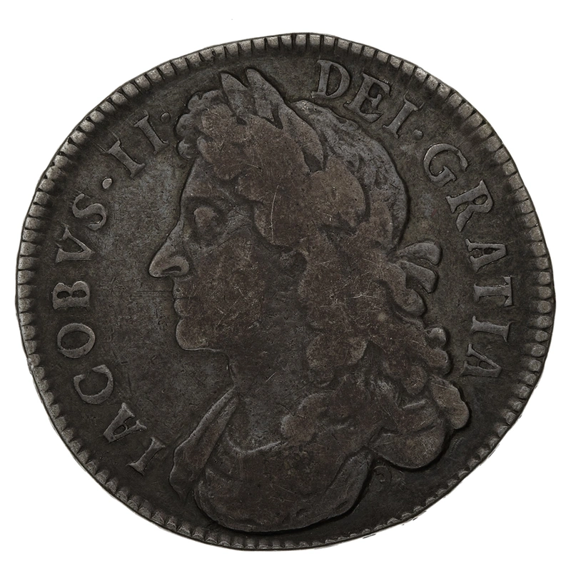 1687 Silver Half Crown Coin James II TERTIO