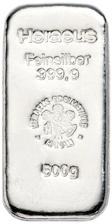 Heraeus 500g Silver Bar Cast