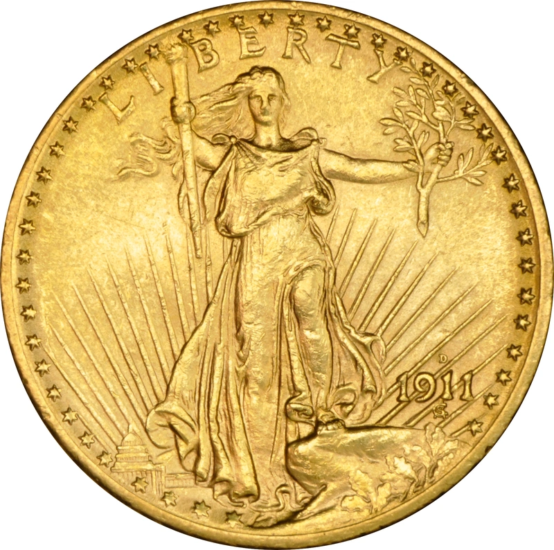 1911 $20 Gold Coin Double Eagle St Gaudens Head Denver