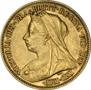 1899 Gold Half Sovereign Queen Victoria Veiled Head NGC AU55
