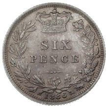 1886 Silver Sixpence Coin Queen Victoria YH