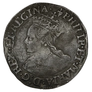 1554-1558 Silver Groat Fourpence Coin Philip & Mary Hammered mm Lis