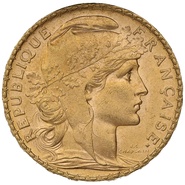 1904 French 20 Francs Gold Coin Marianne Rooster