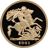 2001 Proof Gold £5 Coin Quintuple Sovereign
