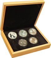 2023 1oz Silver Coin Set; Britannia, Maple, Philharmonic, Eagle, Rabbit Gift Boxed