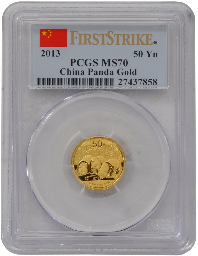 2013 1/10oz Chinese Panda Gold Coin PCGS MS70