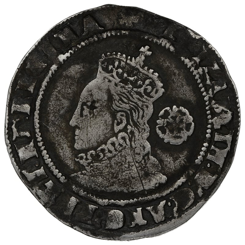 1575 Silver Sixpence Coin Queen Elizabeth I Hammered Eglantine