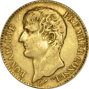 French 40 Francs Gold Coin Napoleon First Consul Bare Head 1802-1804 AN 11-12