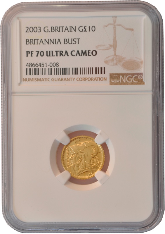 2003 Tenth Ounce Proof Britannia Gold Coin NGC PF70