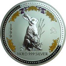 1999 1kg kilo Silver Rabbit Coin with Diamond Eye Boxed