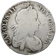 1667 Charles II Silver Milled Crown AN REG sloping colons