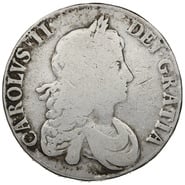 1667 Silver Crown Coin Charles II Milled AN REG Sloping Colons