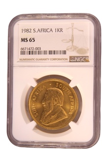 1982 Krugerrand Gold Coin 1oz NGC MS65