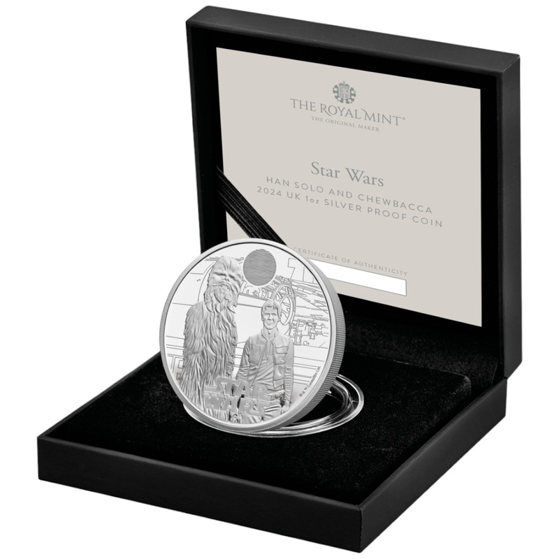 2024 1oz Han Solo & Chewbacca Boxed Star Wars Proof Silver Coin Boxed