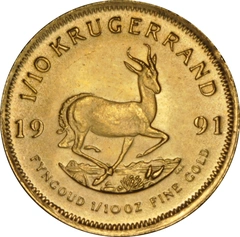 1991 1/10oz Krugerrand Gold Coin