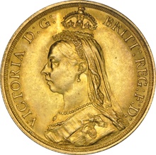 1887 £2 Coin Gold Double Sovereign Victoria Jubilee Head NGC MS63