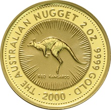 2000 2oz Australian Kangaroo Gold Nugget Coin