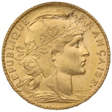1906 French 20 Francs Gold Coin Marianne Rooster