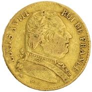 1814 20 French Francs - Louis XVIII Uniformed Bust - L