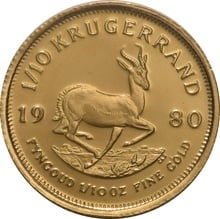 1980 1/10oz Krugerrand Gold Coin