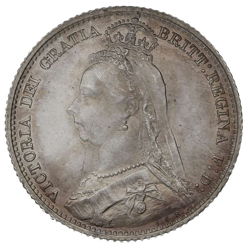 1892 Queen Victoria Silver Sixpence