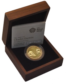 2009 Proof £2 Gold Coin Charles Darwin Boxed
