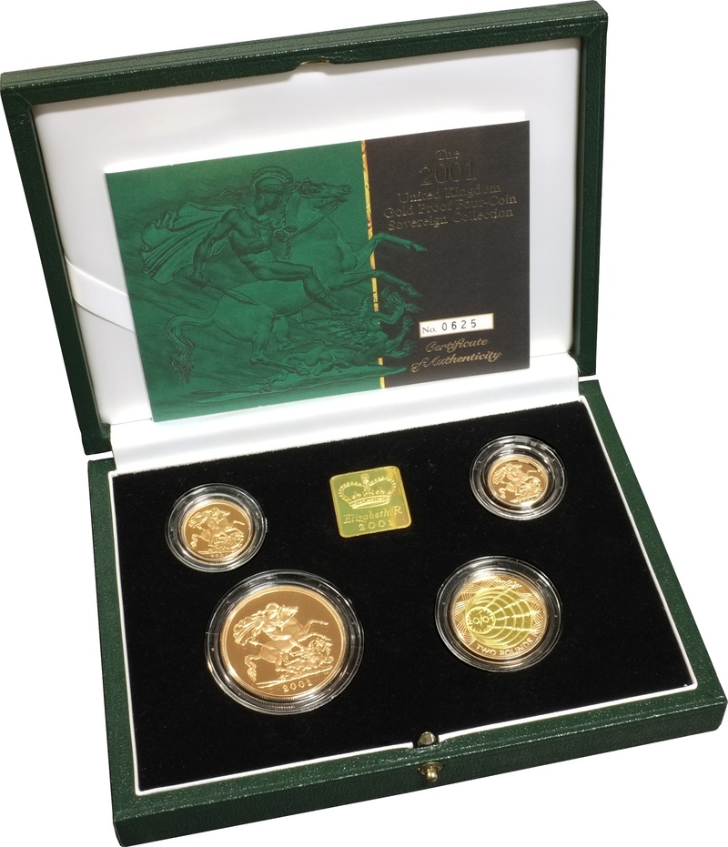 2001 Gold Proof Sovereign Four Coin Set Boxed