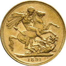 1891 Gold Sovereign Coin Queen Victoria Jubilee Head