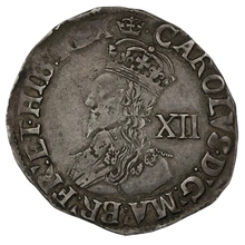 1635-1636 Silver Shilling Coin Charles I Crown