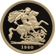 1980 - Gold £5 Proof Coin (Quintuple Sovereign)