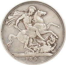1891 Silver Crown Coin Queen Victoria Jubilee Head