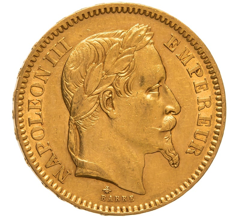 1866 French 20 Francs Gold Coin Napoleon III Laureate Head A