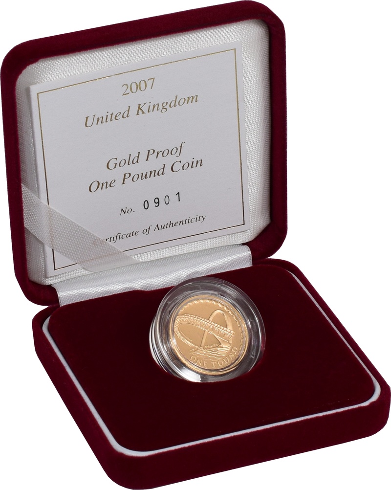 Gold Proof 2007 £1 One Pound Millennium Bridge Boxed