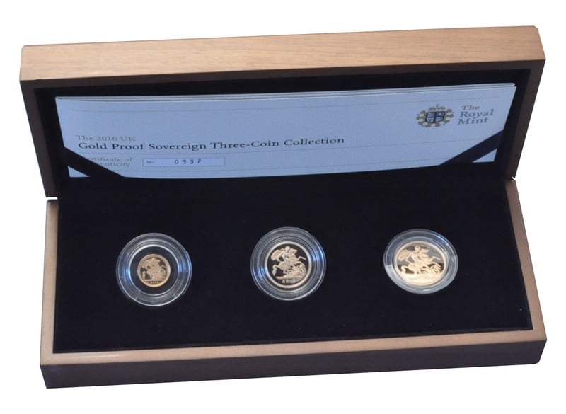 2010 Proof Gold Sovereign 3 Coin Standard Set Boxed